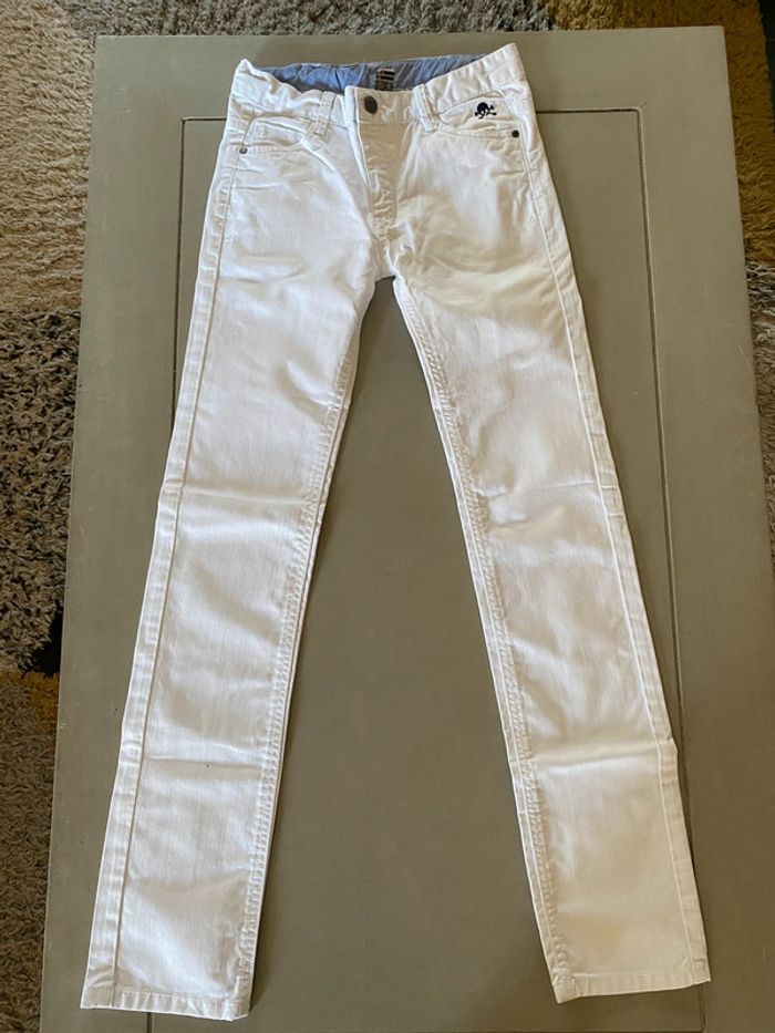 Pantalon Tape à l'Oeil jeans fille blanc coupe droite 14 ans