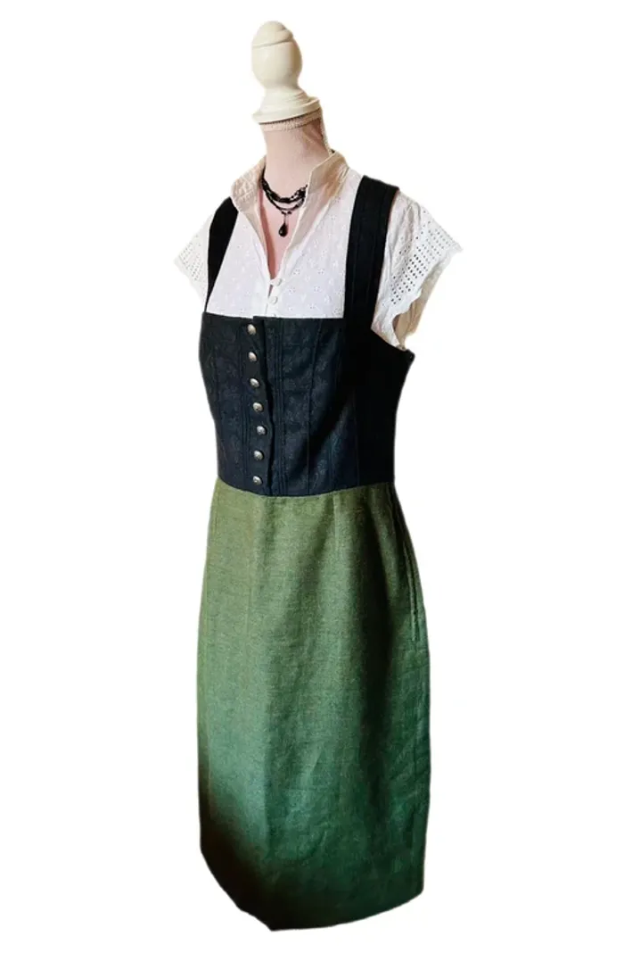 🌿Robe vintage en lin et laine autrichienne T.40 Tramontana Oktoberfest cottagecore linen wool dress🌿 - photo numéro 6
