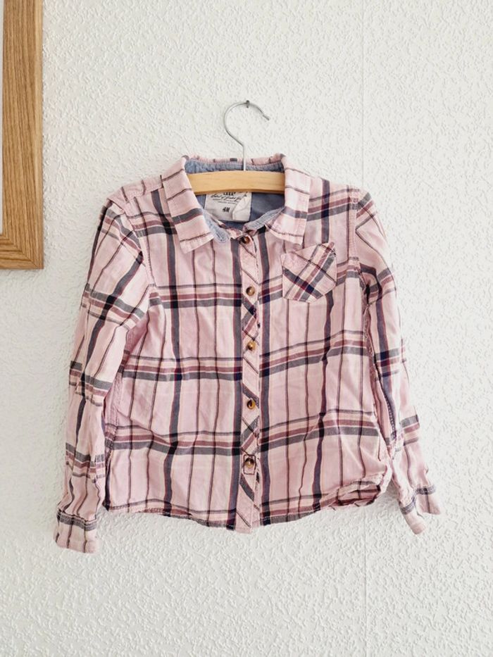 H&M - Chemise à carreaux, manches longues - Rose (4 ans) - photo numéro 2
