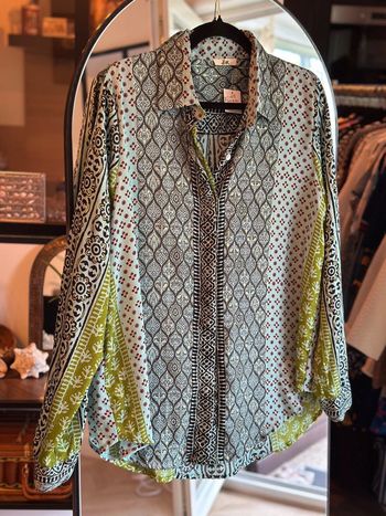 Chemise Crème Bohème imprimée colorée en soie – taille U 36 au 42