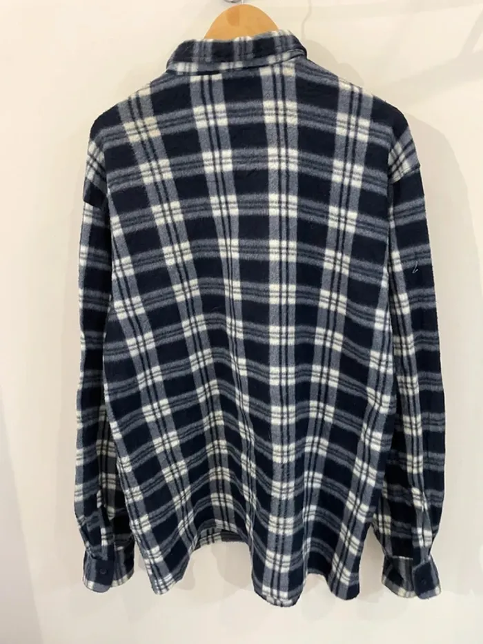Lumberjack Flannel Plaid Polaire shirt chemise blue white Mens XXL - photo numéro 8