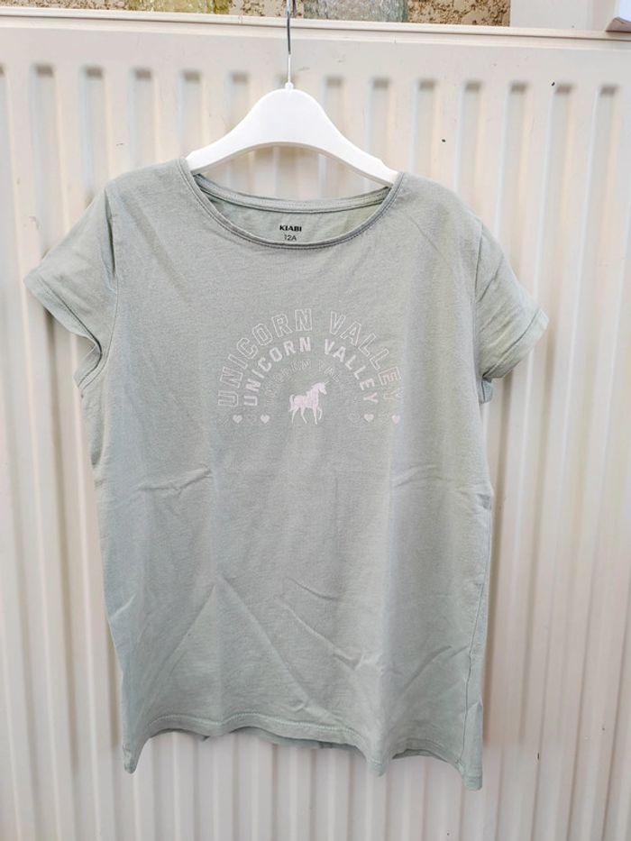 💚Tee-shirt menthe motif licorne 12 ans Kiabi