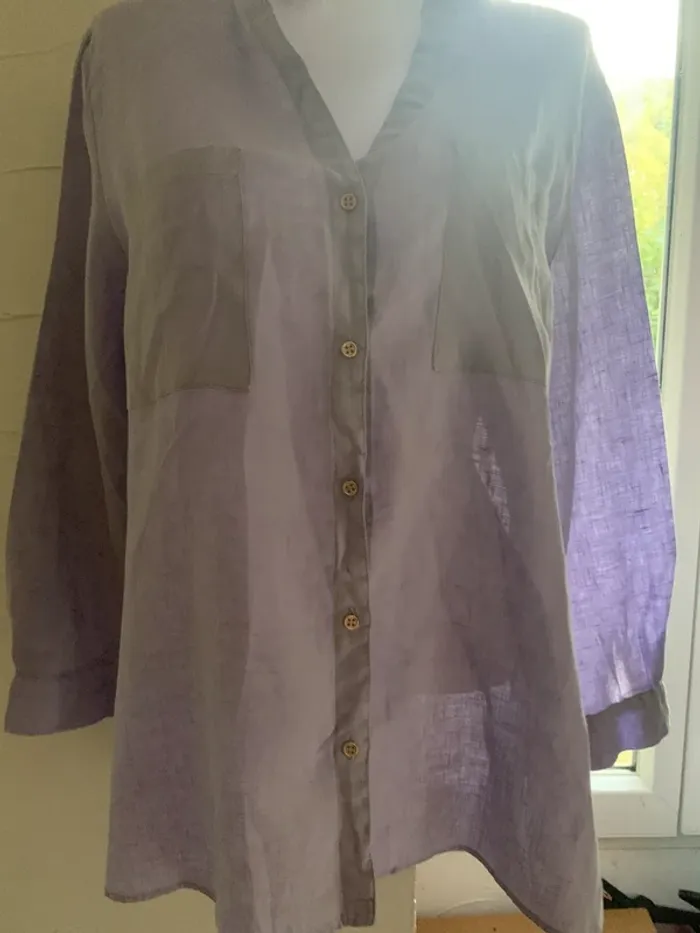 Chemise Zara en lin couleur lilas taille XL - photo numéro 4