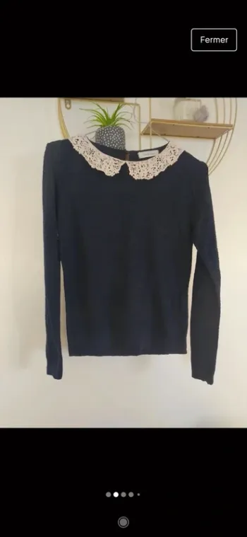 Pull bleu marine Cache cache colis dentelle