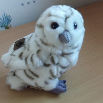 Peluche chouette blanche et grise Mimex Neuve