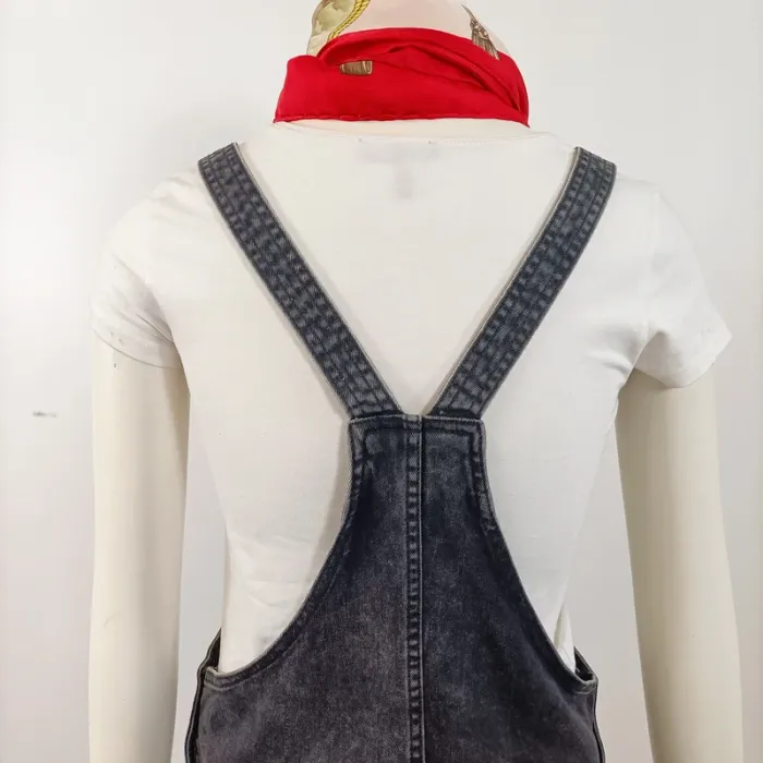 Salopette robe en jean gris délavé Miss Liberto – style vintage décontracté taille 16 ans A770 - photo numéro 6