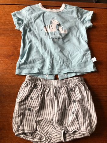 Ensemble bloomer et tee shirt absorba 59 cm 3 mois