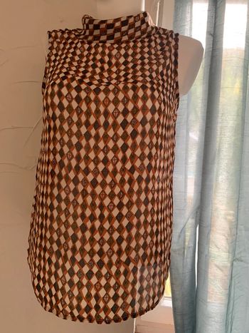 Blouse Monoprix motifs losange taille40 manches courtes