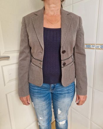 Jolie veste cintré marron à motif femme esprit taille M/38 98% coton