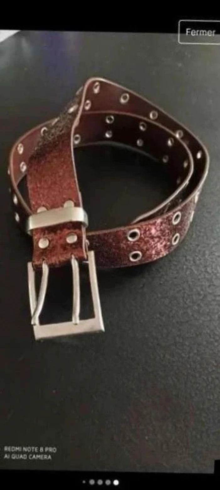 Ceinture marron brillante 105 cm - photo numéro 5