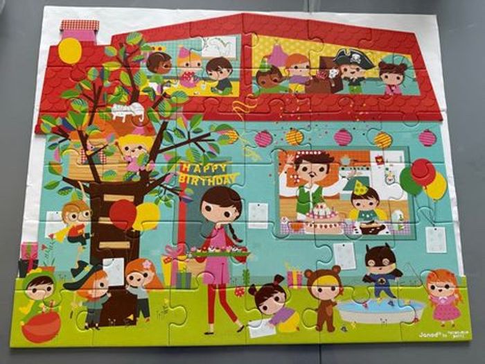 Valisette Puzzle Janod Goûter d' Anniversaire 36 Pièces, - photo numéro 7