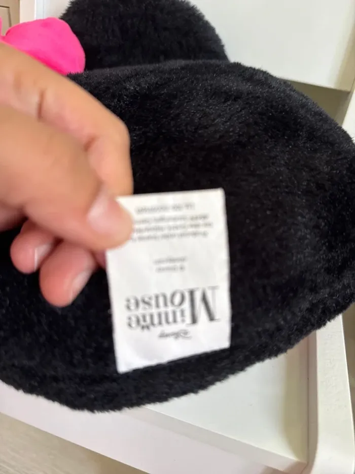 🎀Disney Minnie Mouse coussin plat - tête - très bon état- noir et rose - photo numéro 8