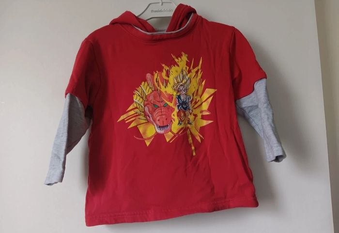 T-shirt Manches Longues à Capuche Enfant 116/122 Rouge Dragon Ball GT