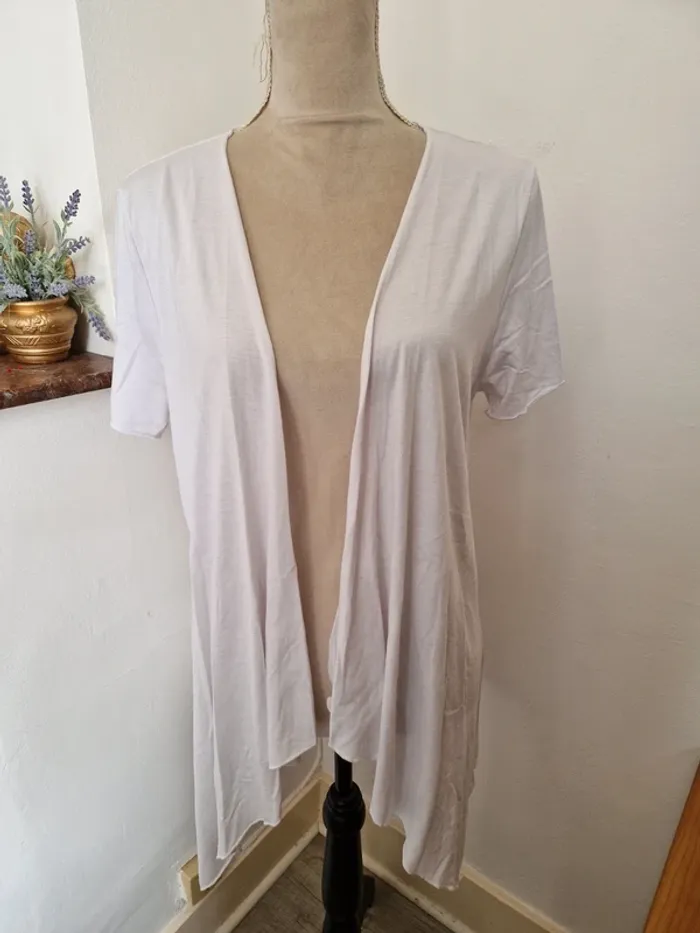 Gilet tee shirt manche courte blanc blanche porte