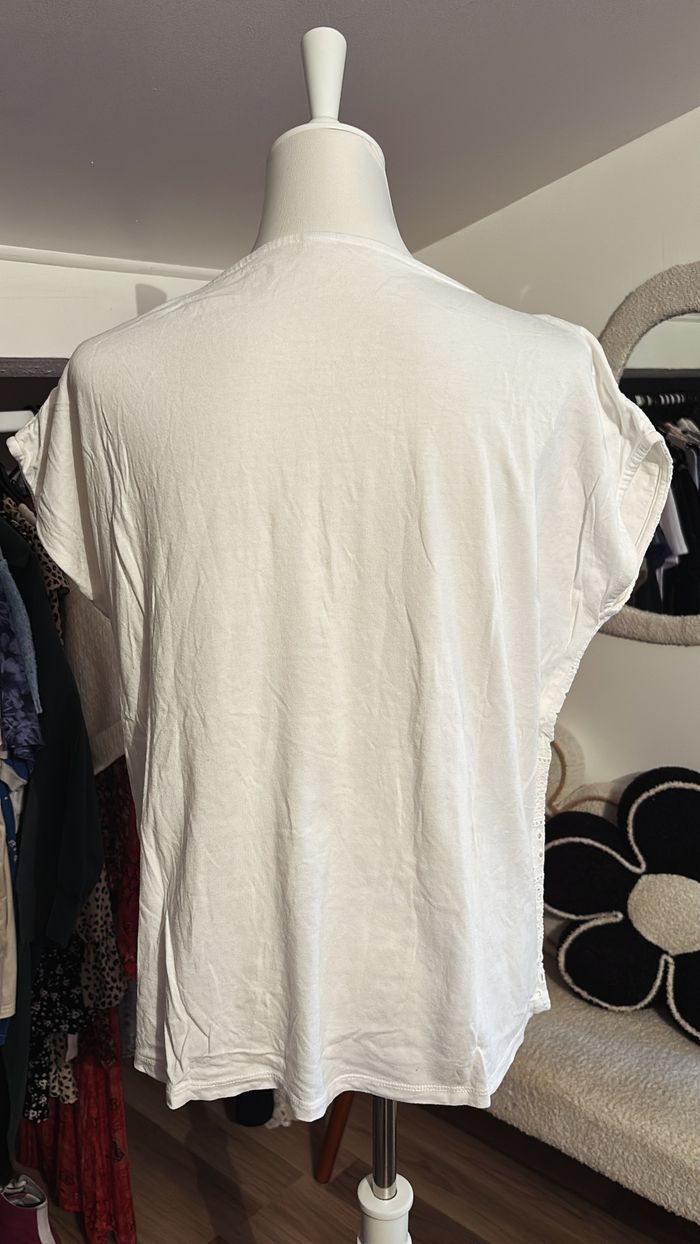 Tee shirt blanc bi matière Boutique Indépendante T46/48 - photo numéro 3