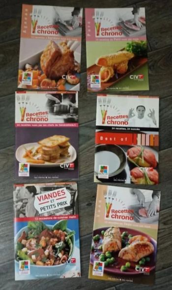 lot de 6 fascicules recettes chrono collection des thèmes et des viandes Très bon état
