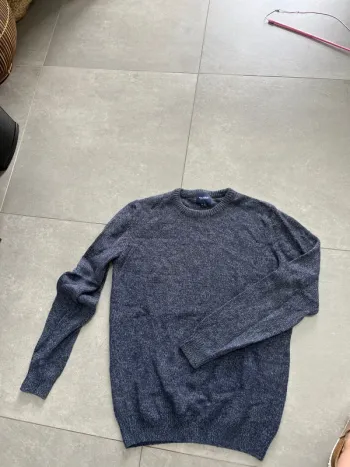 Pull bleu chiné 20% laine