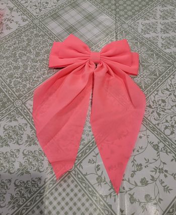 BARETTE CHEVEUX NOEUD ROSE FLUO ! NEUF !
