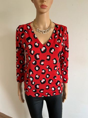Blouse rouge léopard avec manches 3/4 Morgan taille XS jamais portée