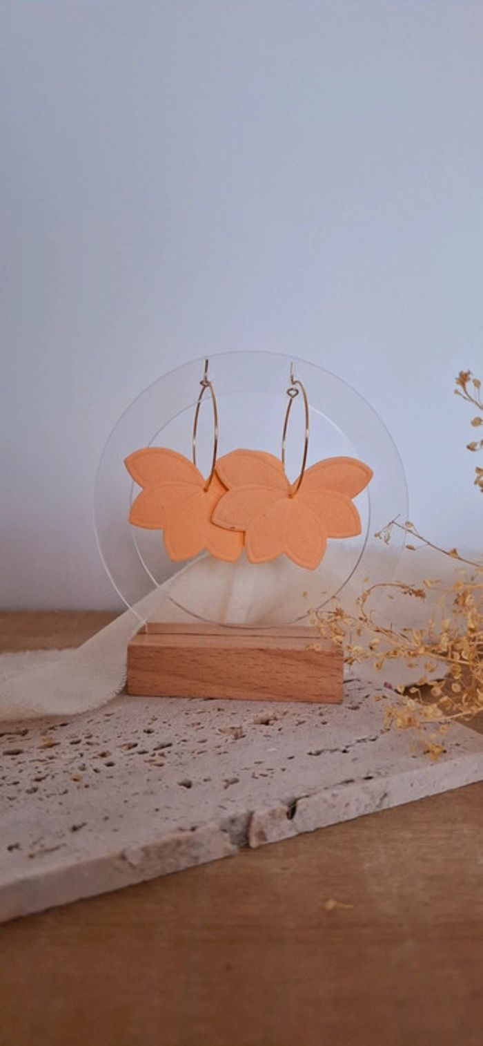 Lys Pêche – Boucles d’oreilles artisanales – Modèle unique - photo numéro 2