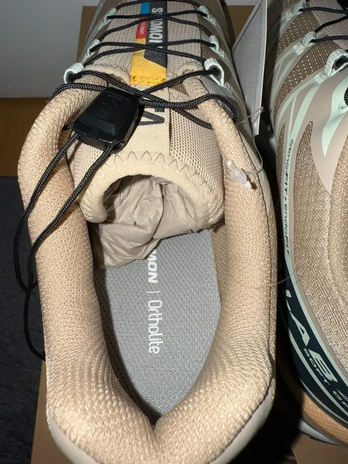 Chaussure Salomon XT-6 Beige, Verte Oxford Tan / Carbon / Clearly Aqua - photo numéro 13