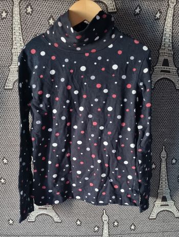 T-shirt col roulée manches longues à pois 10ans