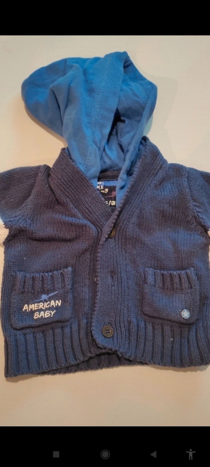 Gilet bleu capuche - photo numéro 2