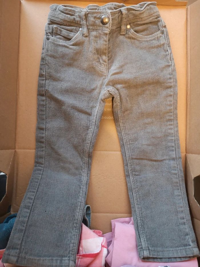 Pantalon velours côtelé gris 2 ans - photo numéro 2