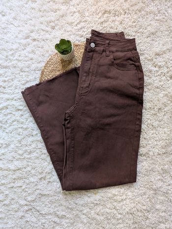 🤎 Pantalon large taille haute – marron