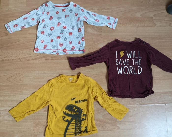 Lot 6 Tee-shirts manches longues 18 mois ours dino - photo numéro 4