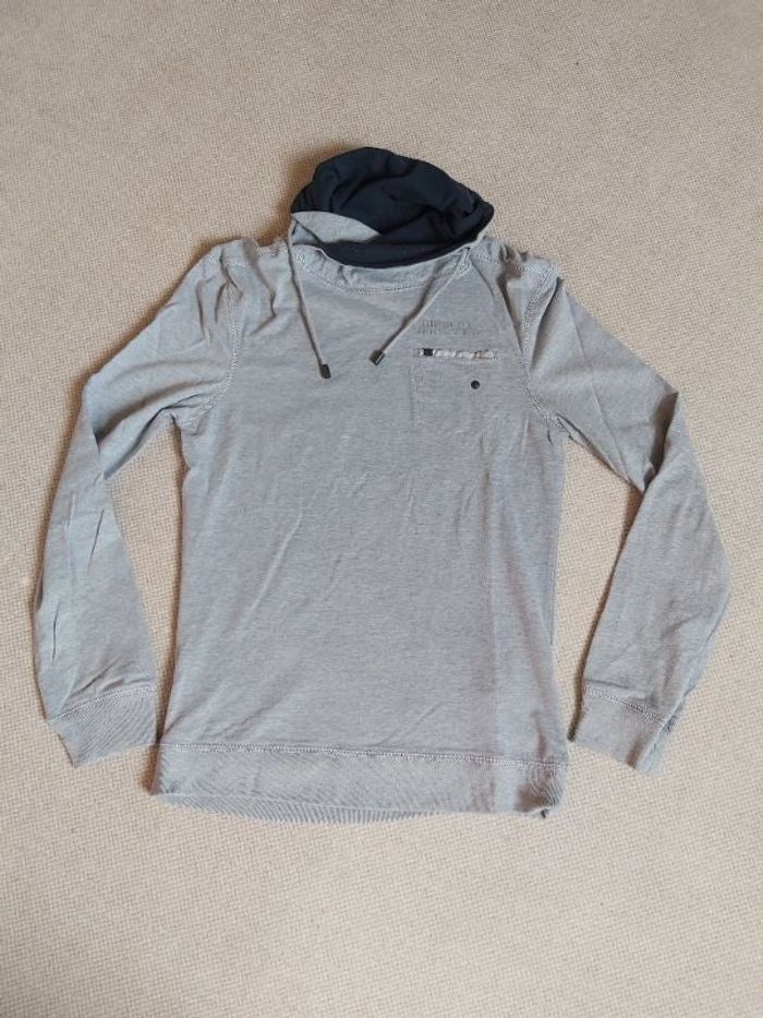 Tee-shirt manches longues gris chiné avec col original T.S - Célio