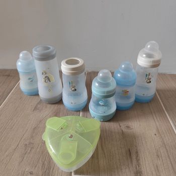 Lot de 6 biberons mam et boîte a lait