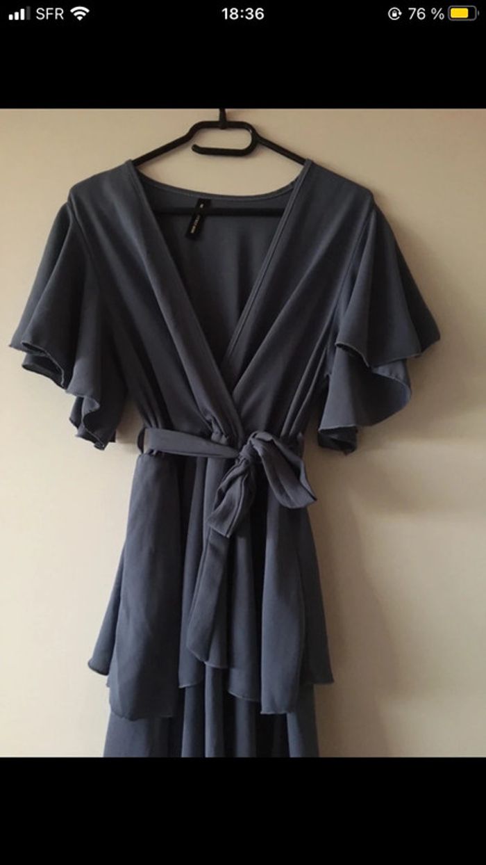robe à volants bleu gris - photo numéro 4