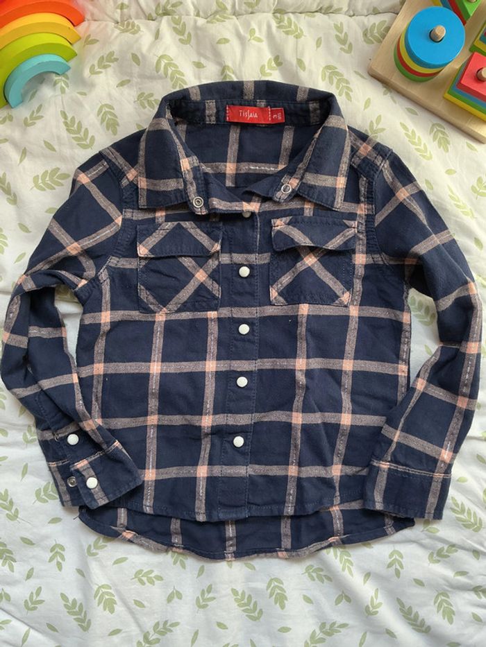 chemise manches longues marine et rose 3 ans tissaia - photo numéro 3