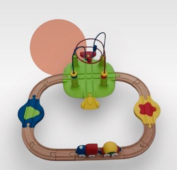 Circuit train bois avec centre d’activités 🚂🌈