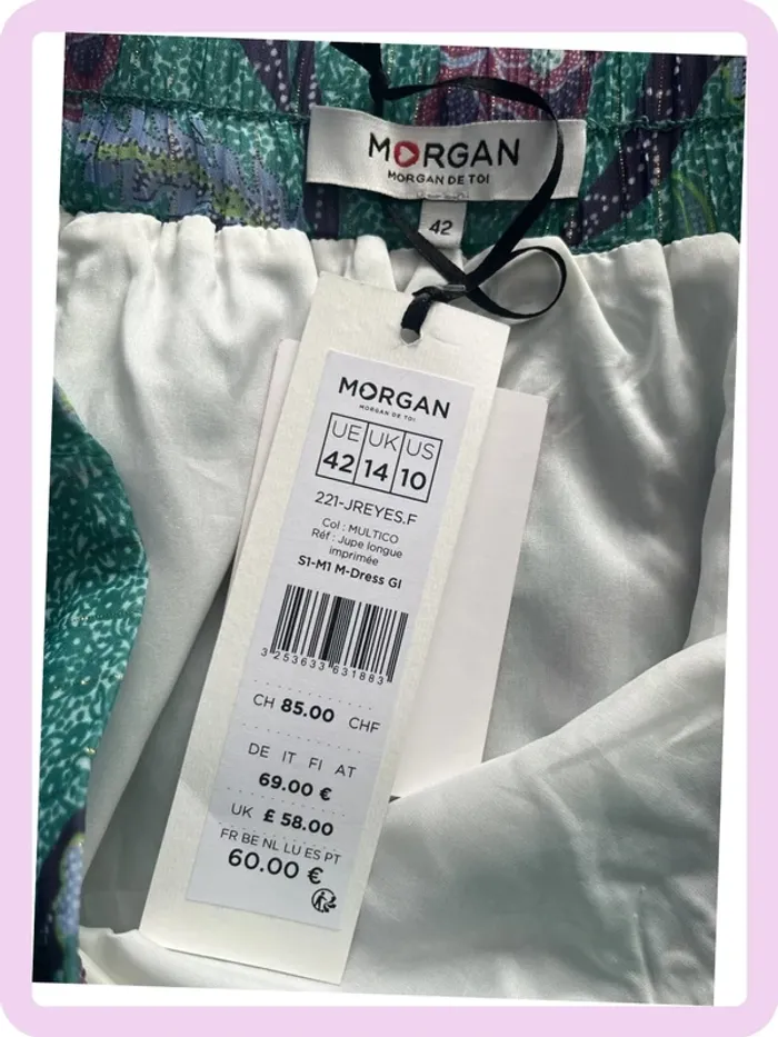 Jupe Longue Verte à Motifs Fleuris – Morgan - Taille 42 - Neuf avec étiquette👗 - photo numéro 2