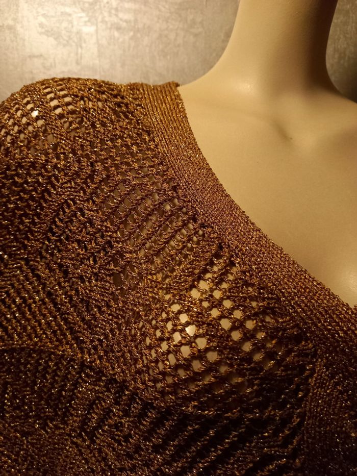 pull en maille dorée paillette brillant morgan de toi taille 36/38 - photo numéro 3