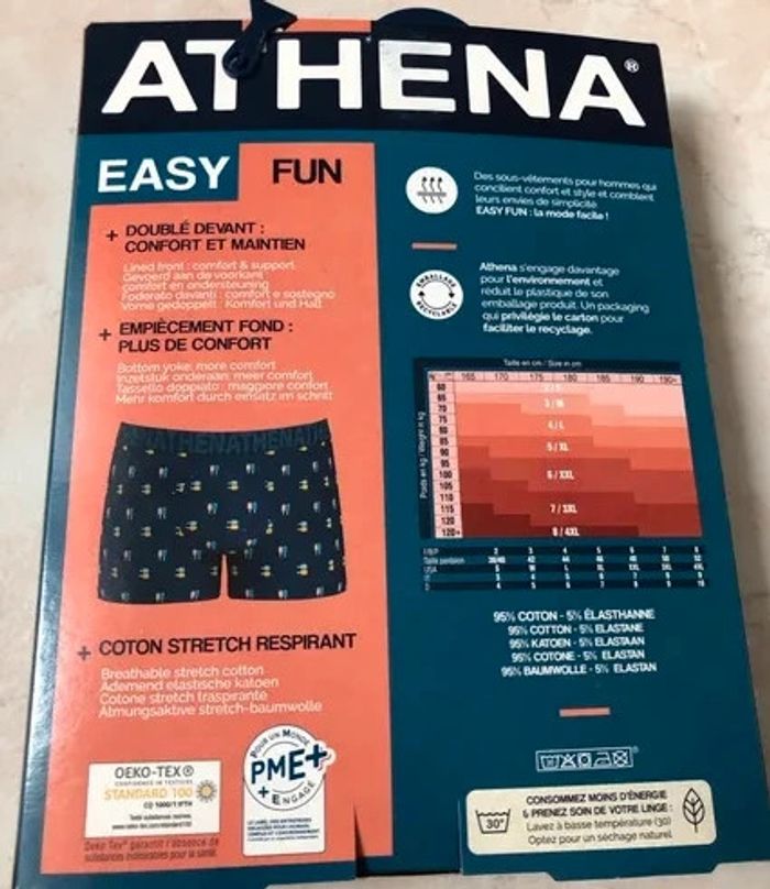 Lot de 3 boxers Athena easy fun T 3 (M) neufs dans emballage - photo numéro 2