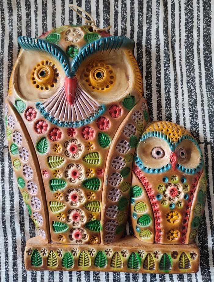 Suspension murale "Chouette et petit hibou"