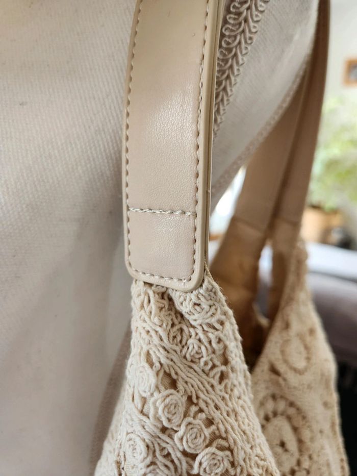 Sac à main beige/crème crochet - photo numéro 4