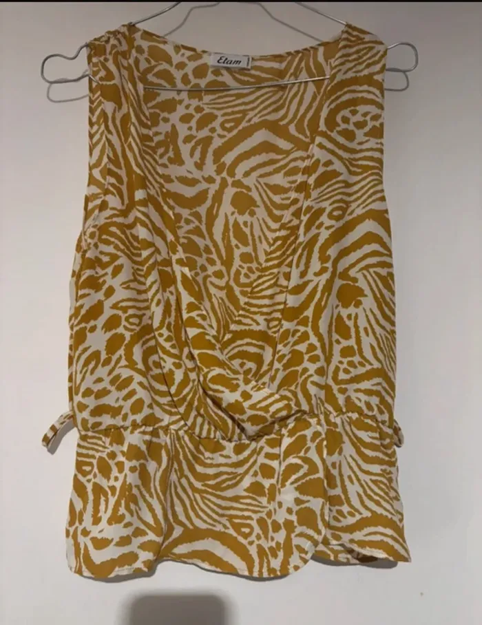Top portefeuille jaune imprimé Etam - Neuf - T38 (M)