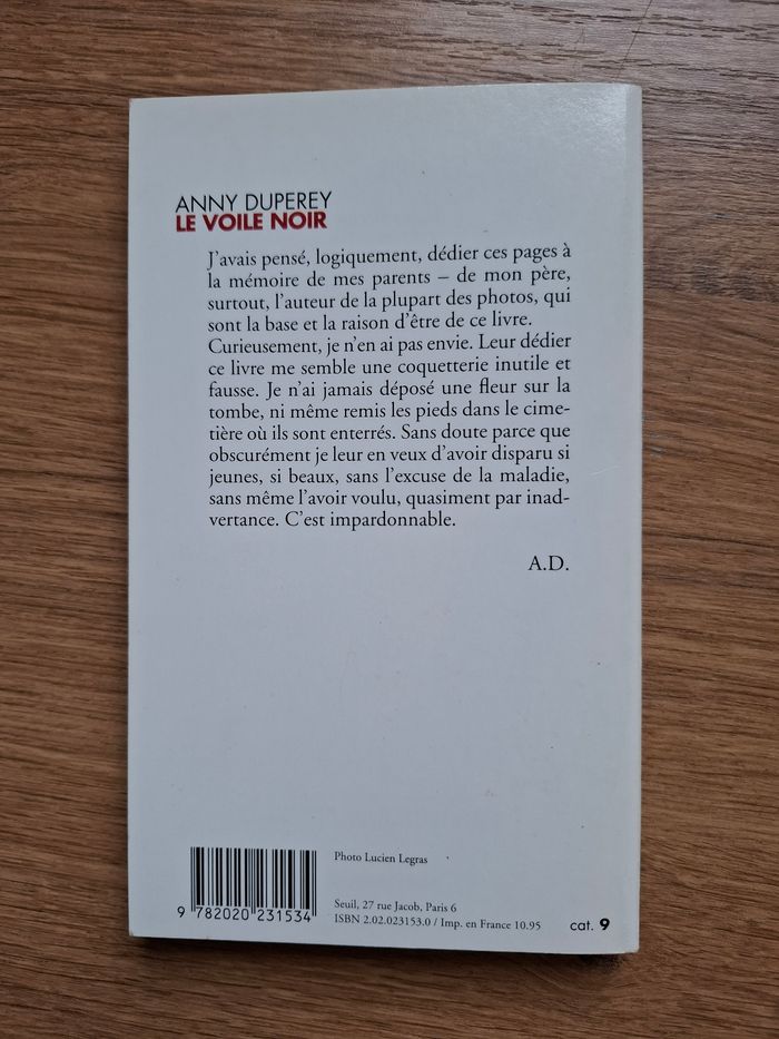 Récit Le voile noir de Anny Duperey en très bon état - photo numéro 2