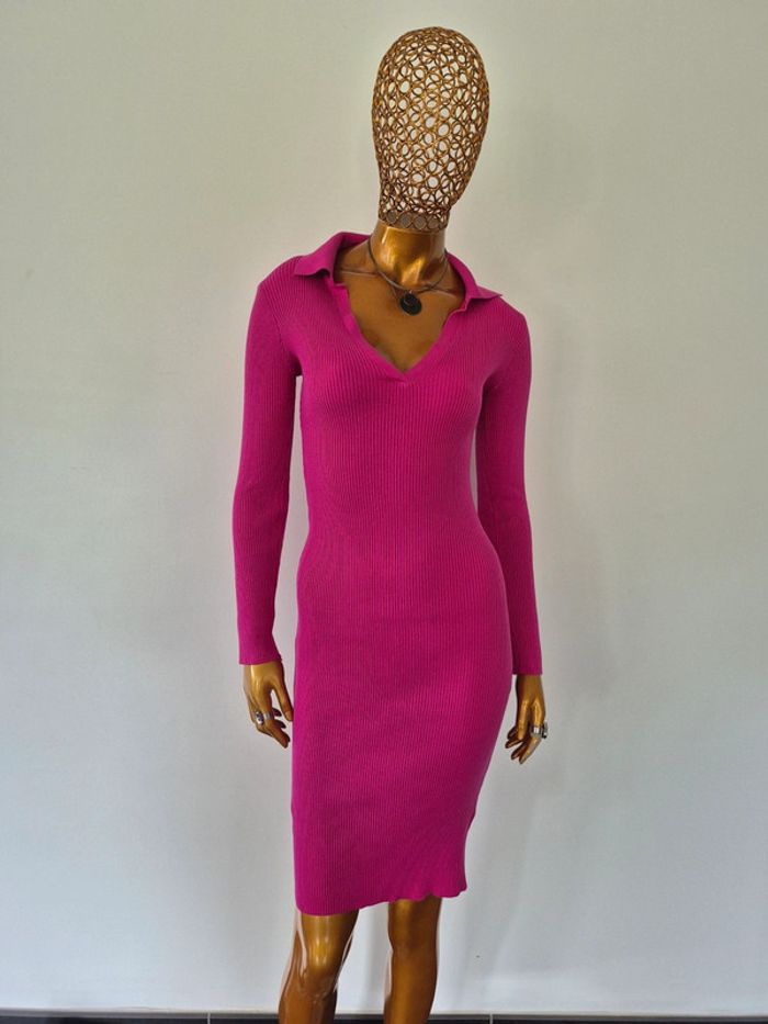 Robe Longue avec Manches Longues Femme Fuschia