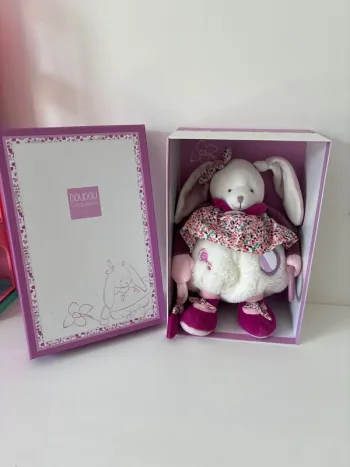 Peluche d'activités Lapin Cerise - Doudou et Compagnie