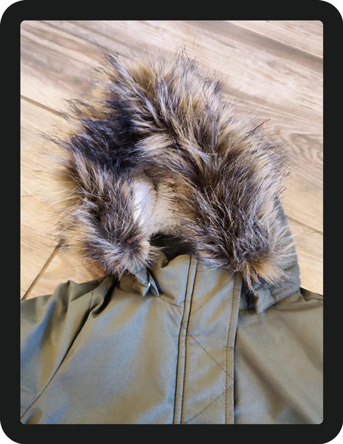 Blouson kaki capuche moumoute Name it Taille 9-12 mois - photo numéro 3