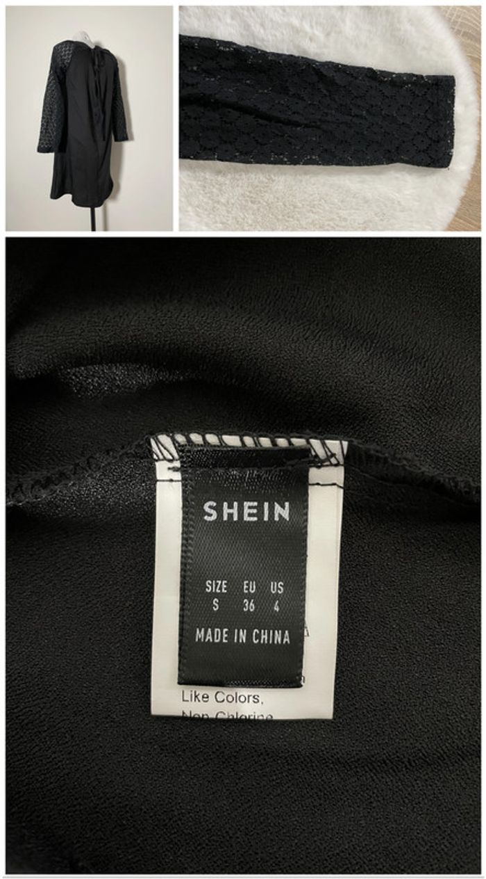 Robe noire à manches longues en dentelle Shein - photo numéro 2