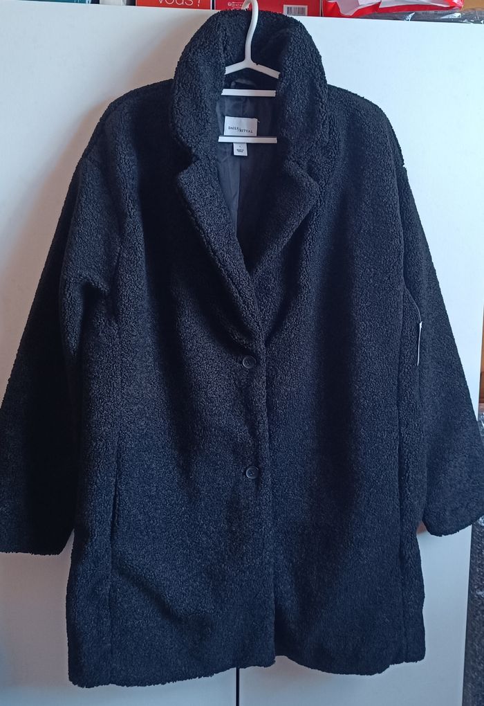 Manteau sherpa molleton noir - photo numéro 2