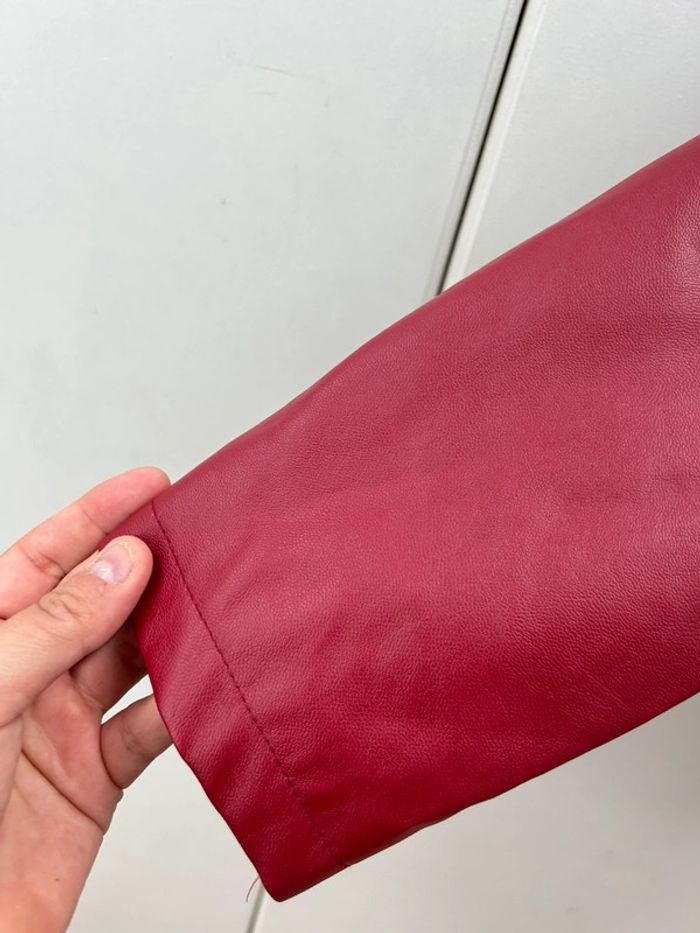 Veste similicuir bordeaux taille s - femme - photo numéro 3