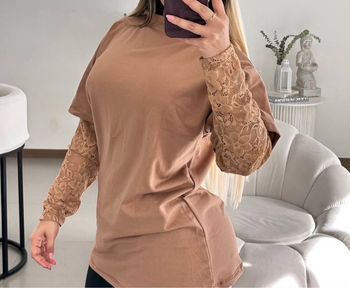 Tee shirt  oversize manches dentelle