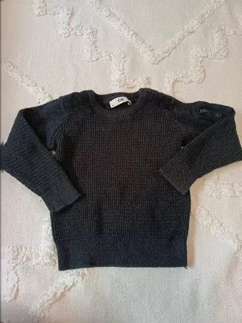 Pull maille gris foncé 92 cm
